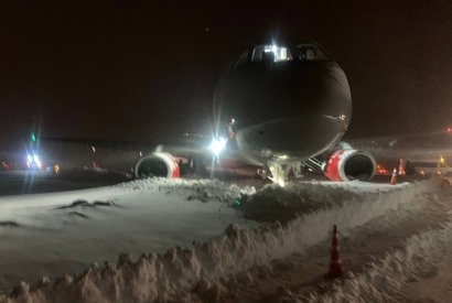 Самолет, выкатившийся за пределы ВПП в Саранске