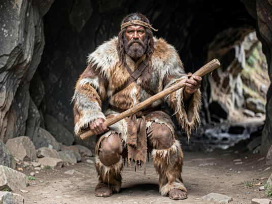 Пещерный человек с дубиной